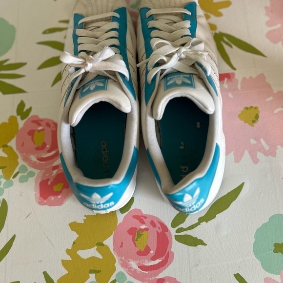 Adidas size 18, US men's white and blue old-school sneakers - Picture 5 of 9